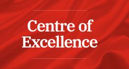 One half has a red background with white text 